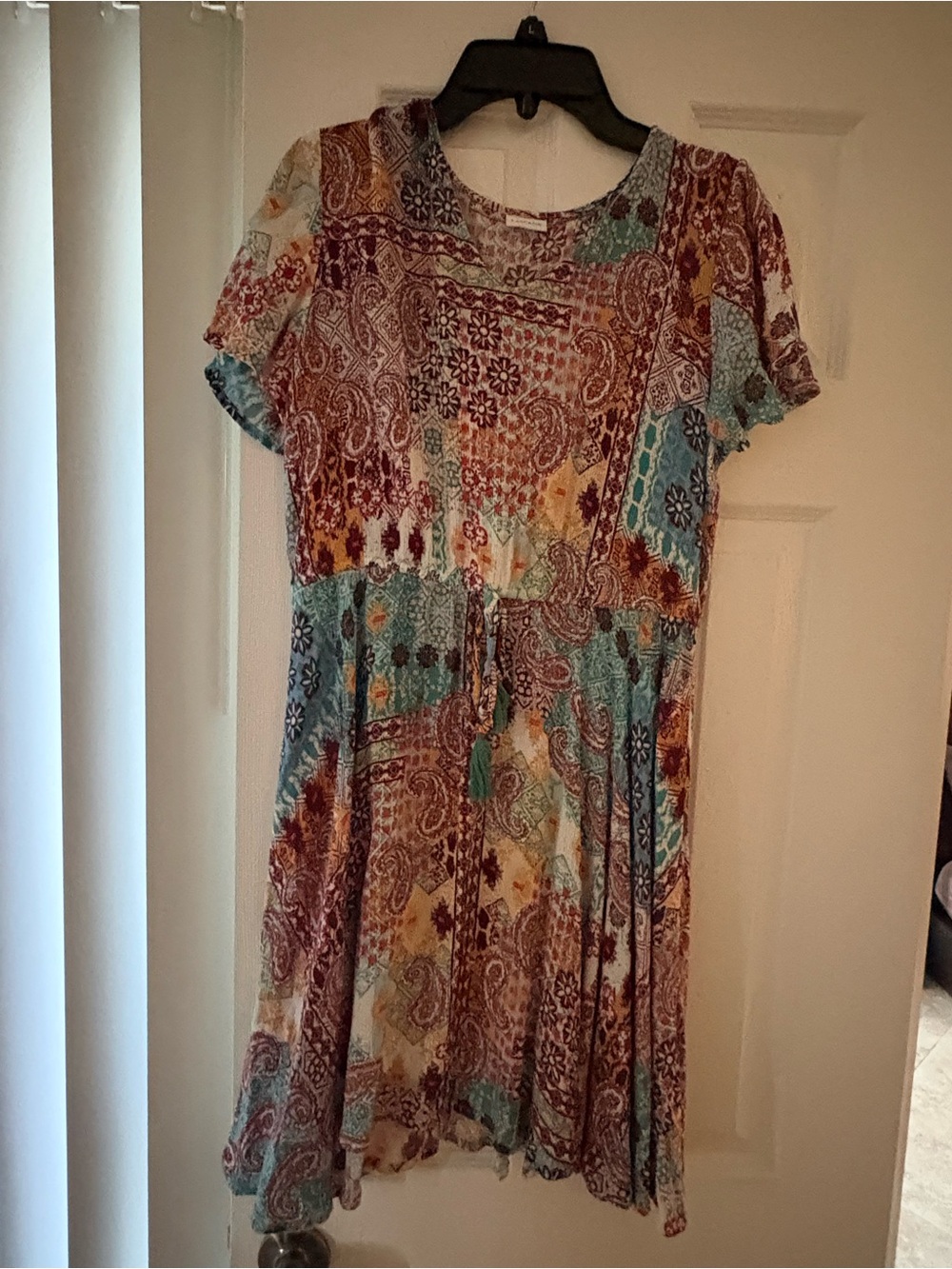 Lascana Boho Patchwork Print Short Sleeve Dress in Multi